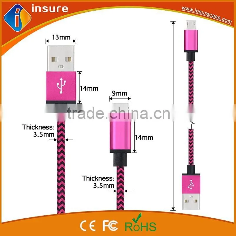 1M colorful braided cheap usb cable with good quality