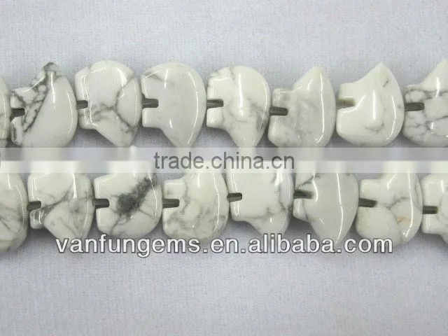 Hot-seller carved white turquoise bear beads nacklace for wholesale gems