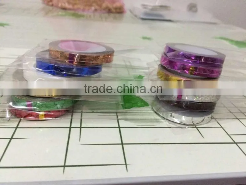 2016years12 Rolls Metallic Nail Art Tape New Raised Grain Line Strips Decoration Sticker UV Gel Polish Fantastic Nail Accesories