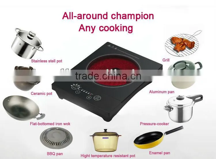 Black plastic body electric ceramic cooktops portable travel electric halogen cooker