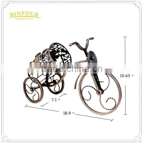 continental fashion home deco tricycle upscale vintage metal wine rack