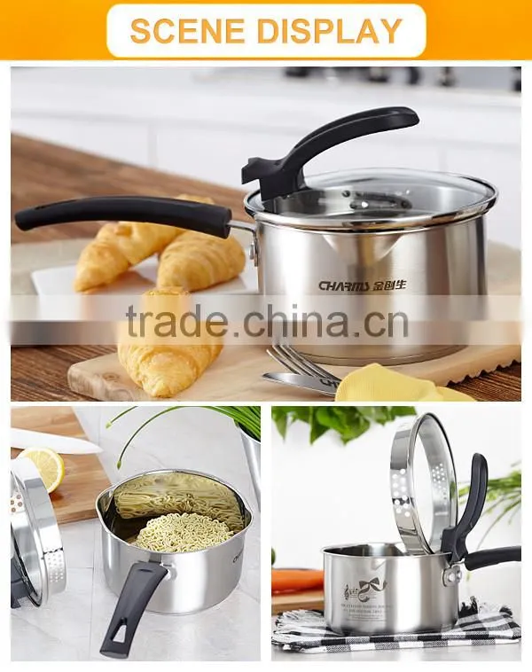 Classic Multi Nonstick Milk Pot Cookware, Hot Sale Clear Glass Stainless Steel Sauce Pan