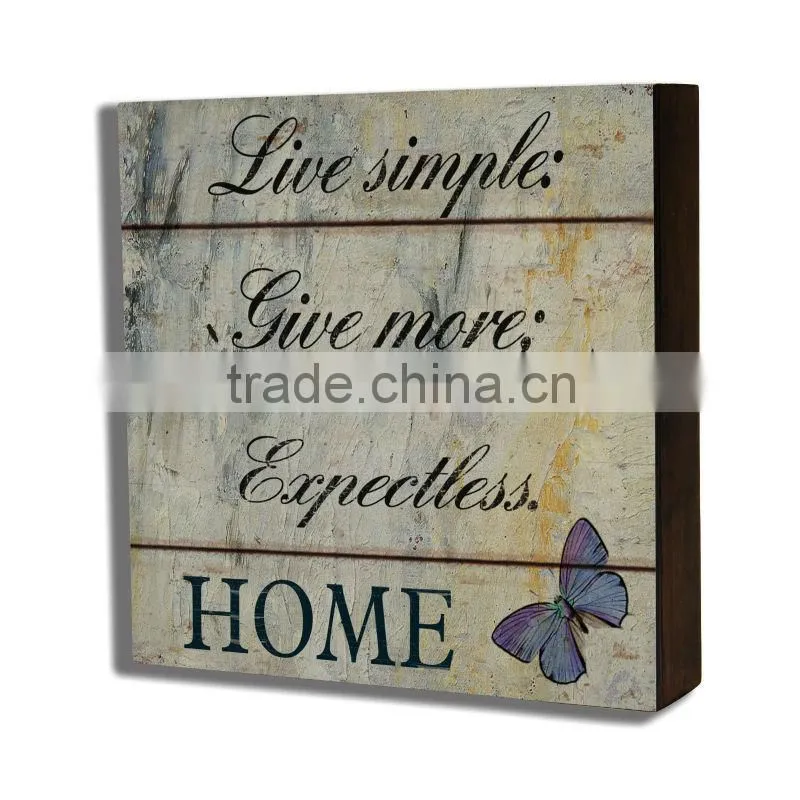 Customize hotel decorative wall art wood vintage sign letter