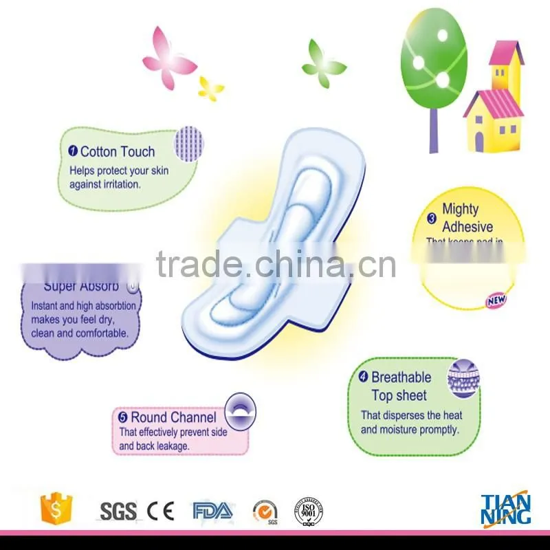 super absorbent 100% NO fluorescent medical sanitary pad panty liner napkin