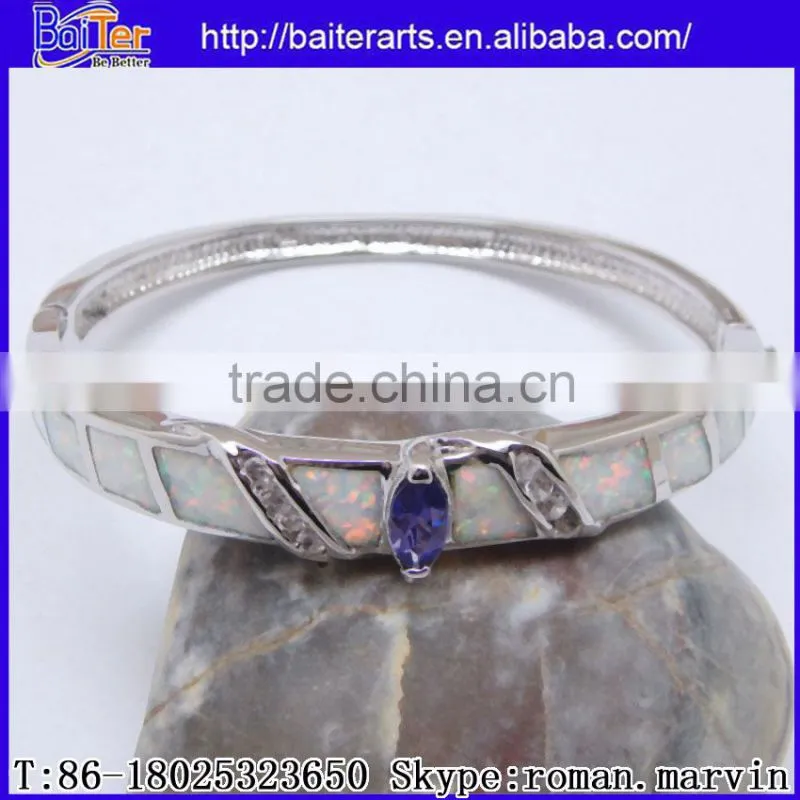 Wholesale Fashion Women's Synethic Blue Fire Opal Bangle