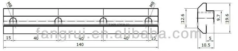 slot 10 T-slot bar, M8 T-slot bar, zinc plated T-slot bar