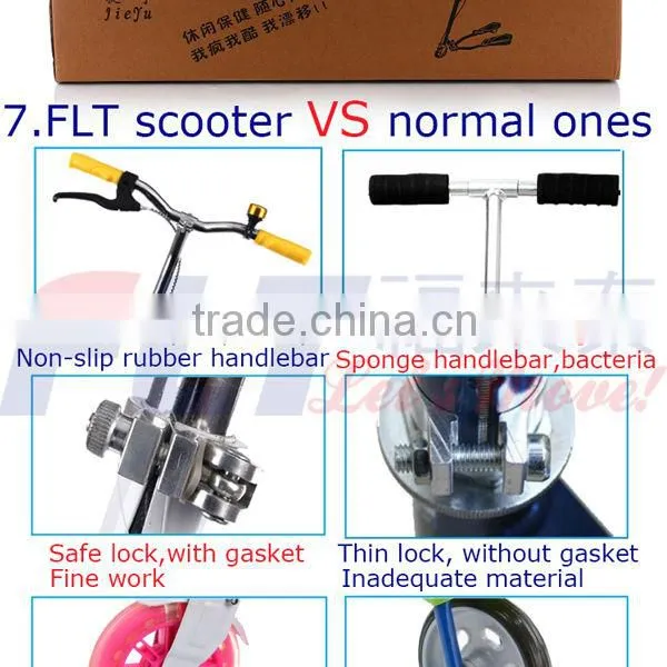 2013 CE approved height-adjustable flicker 3 wheel frog scooter with handle brake