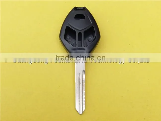 Replacement 2+1 Buttons With Logo Uncut Left Groove Blade Keyless Remote Housing Fob Key Case Shell Mistubishi Car Key