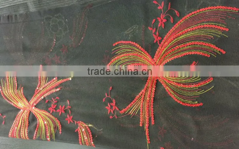 multicoloured fancy floral design embroidery lace
