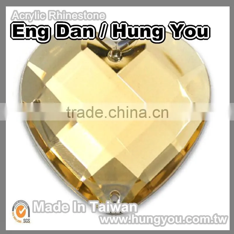 Bulk Wholesale 4 Holes Heart Shaped Sew On Acrylic Rhinestone With Silver Foil Back