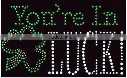 Newest DIY designs hot fix rhinestones motif with cloth motif on garment