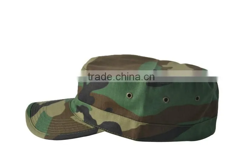 65% cotton 35% polyester custom woodland camo army cap hat