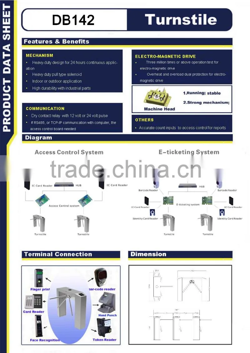RFID Manual Waist High Tripod Turnstile Gate