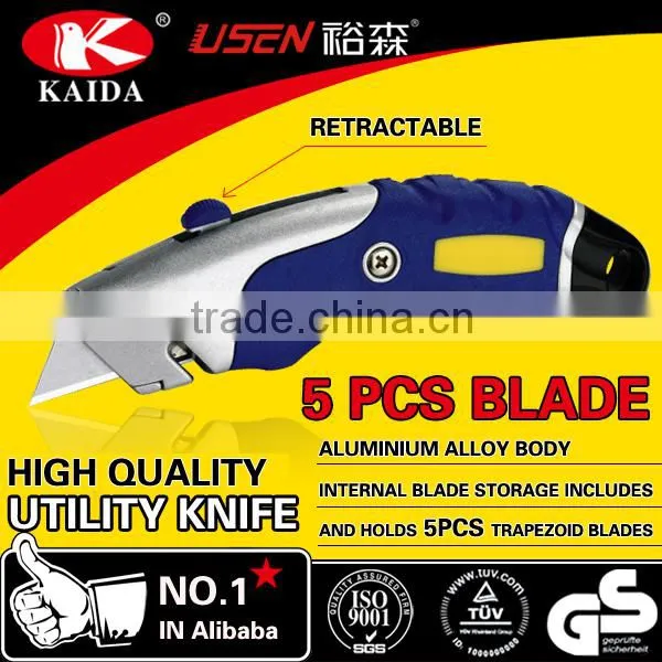 tool cutter Auto Retractable Safety Hook Blade Zinc Alloy Utility Cutter Knife