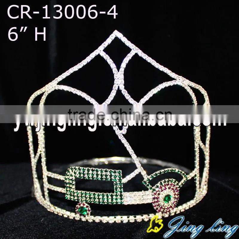 group green rhinestone tractor tiara for pageant one set crown