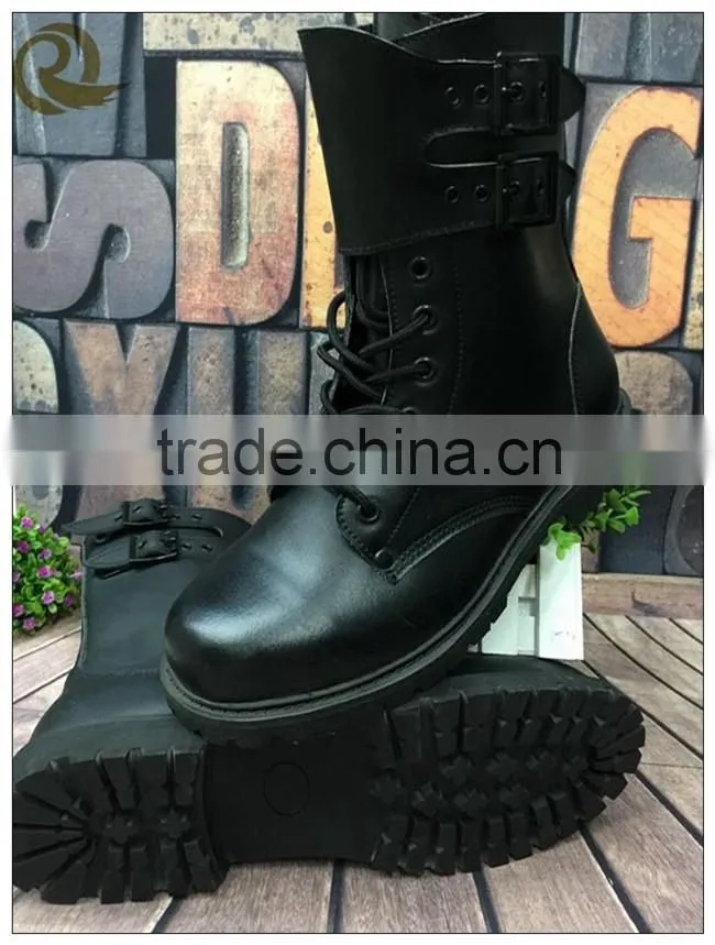 Genuine leather military combat tactical boots man black