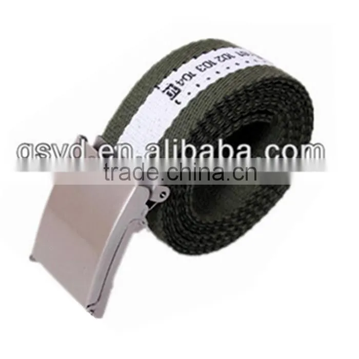 2015 Custom Printing Green&White Polyester Cotton Canvas Belt