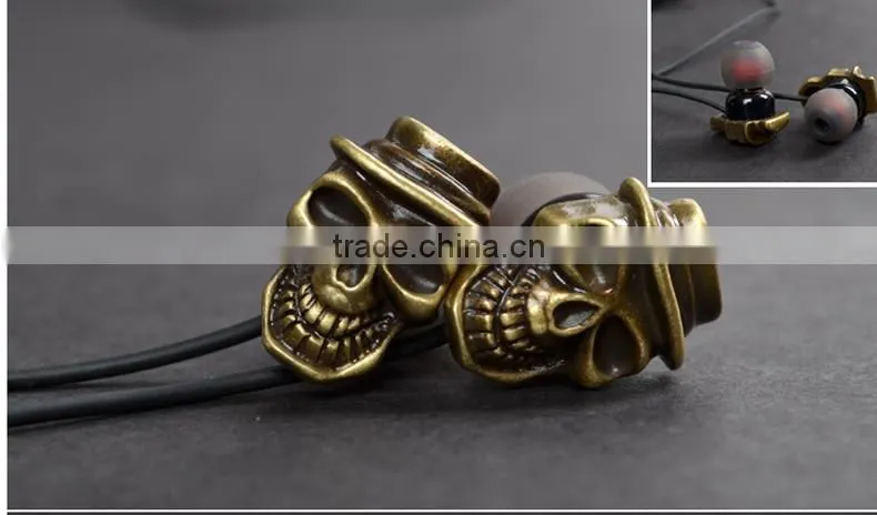 ULDUM Brand high quality hot sell metal music player mp3 mp4 skull earphones headphones