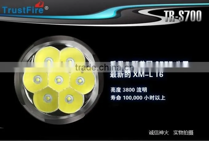 TrustFire TR-S700 7 X CREE XM-L T6 3800-Lumen LED Flashlight w/Step-less Brightness Control And Handle Switch (3*26650)