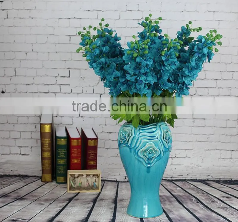 European style artificial wholesale flowers artificial silk delphinium ajacis