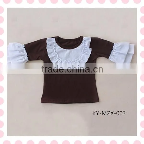 Many colors half sleeve cotton girls ruffle shirt wholesale children clothing usa long sleeve children boutique summer 2016