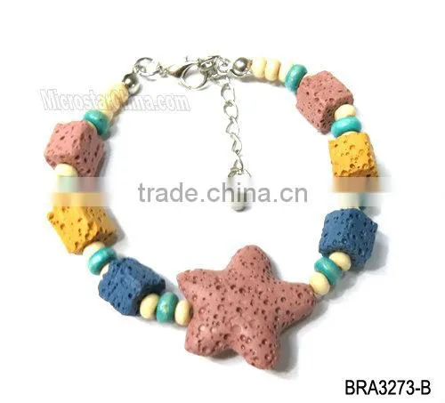 Braided handmade lava stone bracelet