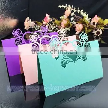 W31 Laser wedding card place card Love flower Holder Table Seat Card for Wedding