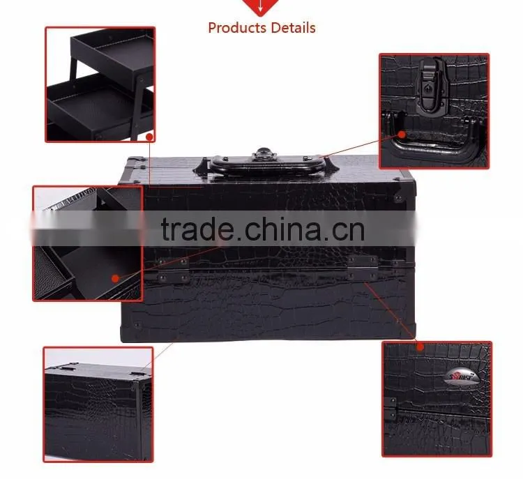 Original Factory Supplier Rolling Station Crocodile pattern Makeup Vanity Case