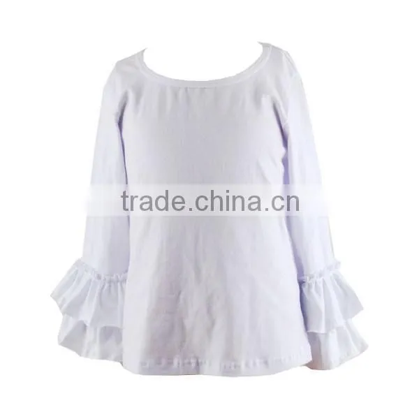 Knitted baby cloth fall shirt blank clothing coral ruffle shirt cotton kids top wholesale icing ruffle shirt girls icing shirts