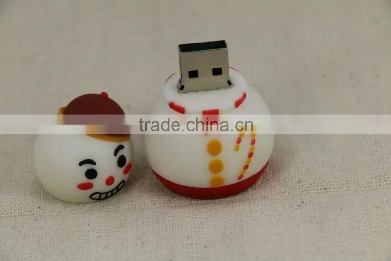 2016 wholesale Customized logo Personalized PVC snowman USB Flash Drive 2GB 4GB