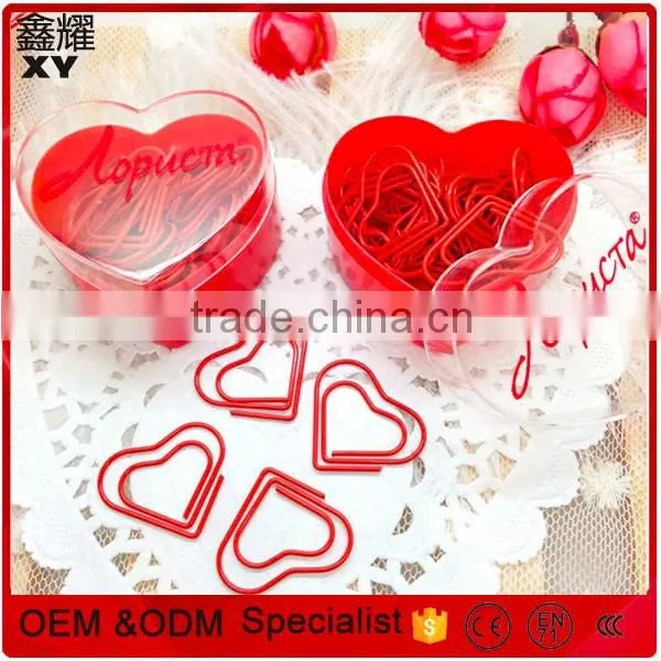 professional factory customer logo red fancy heart shape novelty paper clips