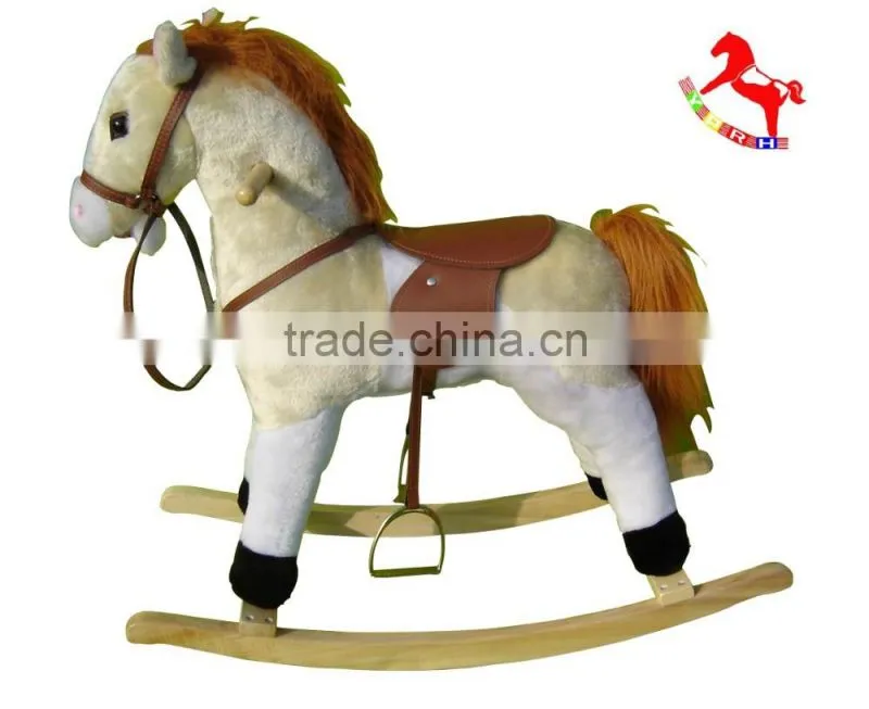 74*30*58cm ASTMF963 customized stuffed playful plush rocking horses series toy with wooden base&music