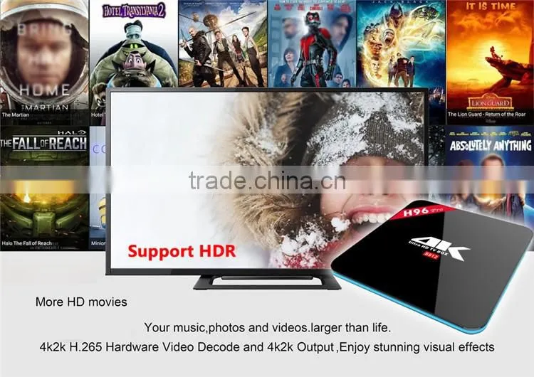H96 pro Amlogic S912 64bit Octa-core Android 6.0 Smart TV Box with 2GB RAM 16GB ROM and 2.4G/5.8G Wifi Android TV Box