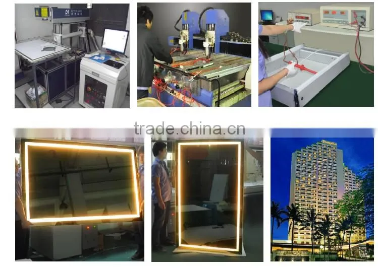 Eco friendly led bracket light bathroom cabinet with double sided mirror door