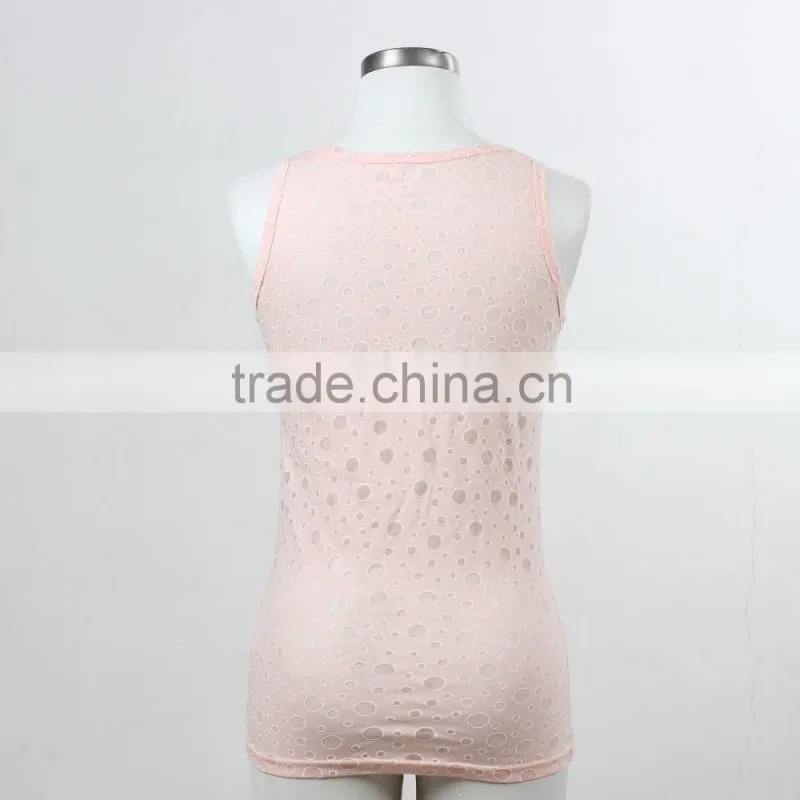 F5S15149 Fashion Plain Lace Dotted Tank Top for Women