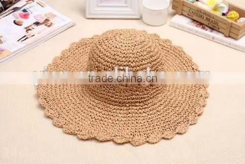 2016 fashion beach hot sale young girl raffia straw hat factory direct latest cheaper OEM raffia straw hat wholesale