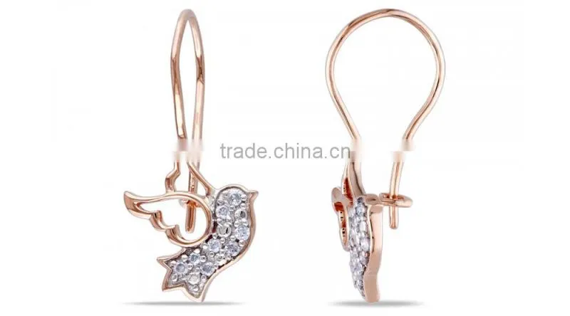 silver earring settings 925 silver Peace Dove earrings cute animal silver earrings