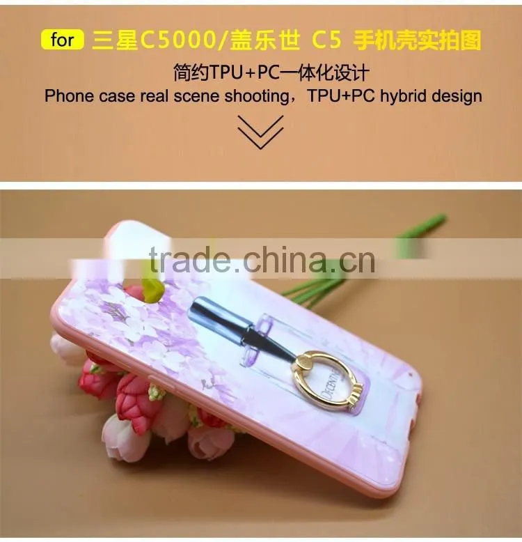 Newest Fashion Ring Holder For Samsung C5 Phone Case Uv Prefume Printing TPU+PC 2 In 1 Hybrid