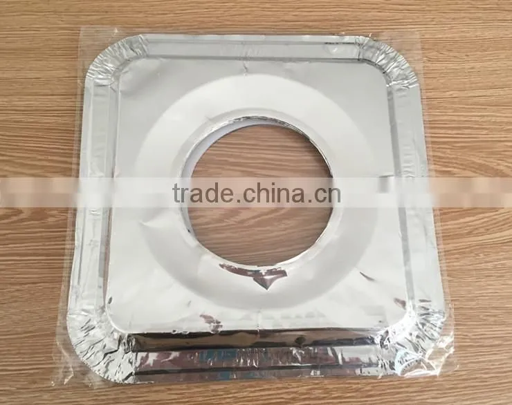 Aluminium Foil Square Gas Burner Disposable Bib Liners/ Covers For Stove With One Hole