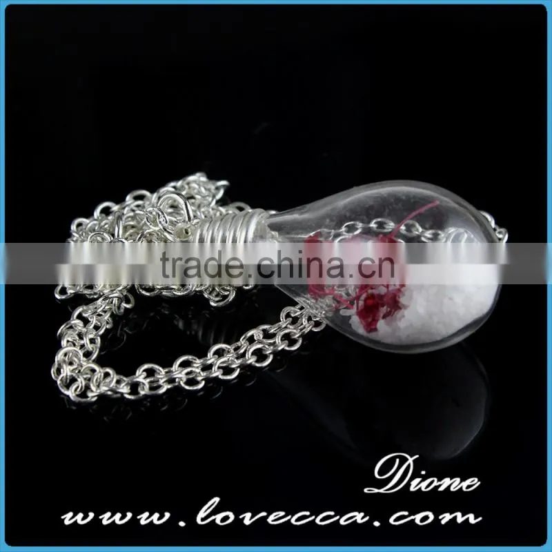 Europe style women fashion accessory DIY dried flower glass pendant necklace