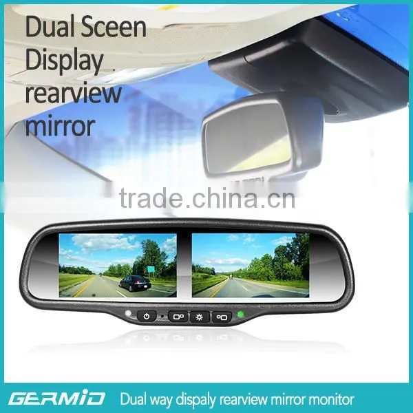 Car Multiple Display Mirror Monitor Dual 4.3 Inches LCD Screen Rearview Car Mirror with Camera