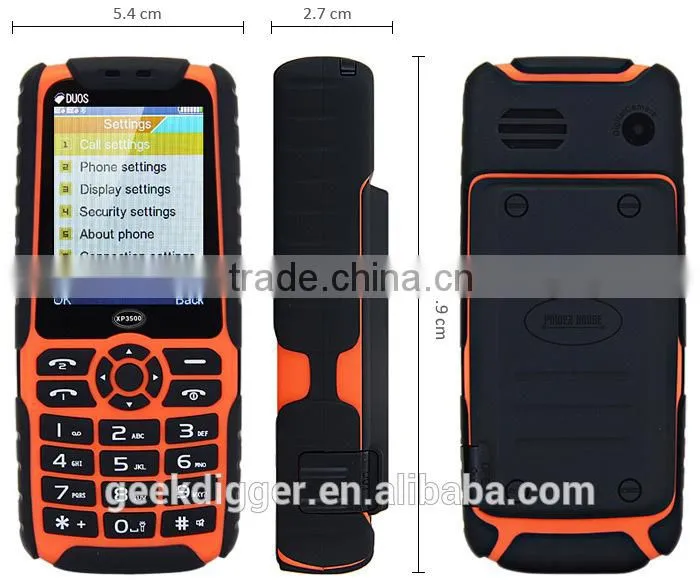 XP3500 Orange Quad Band Unlocked Phone FM / MP3 / Dual SIM / Flashlight / Power Bank
