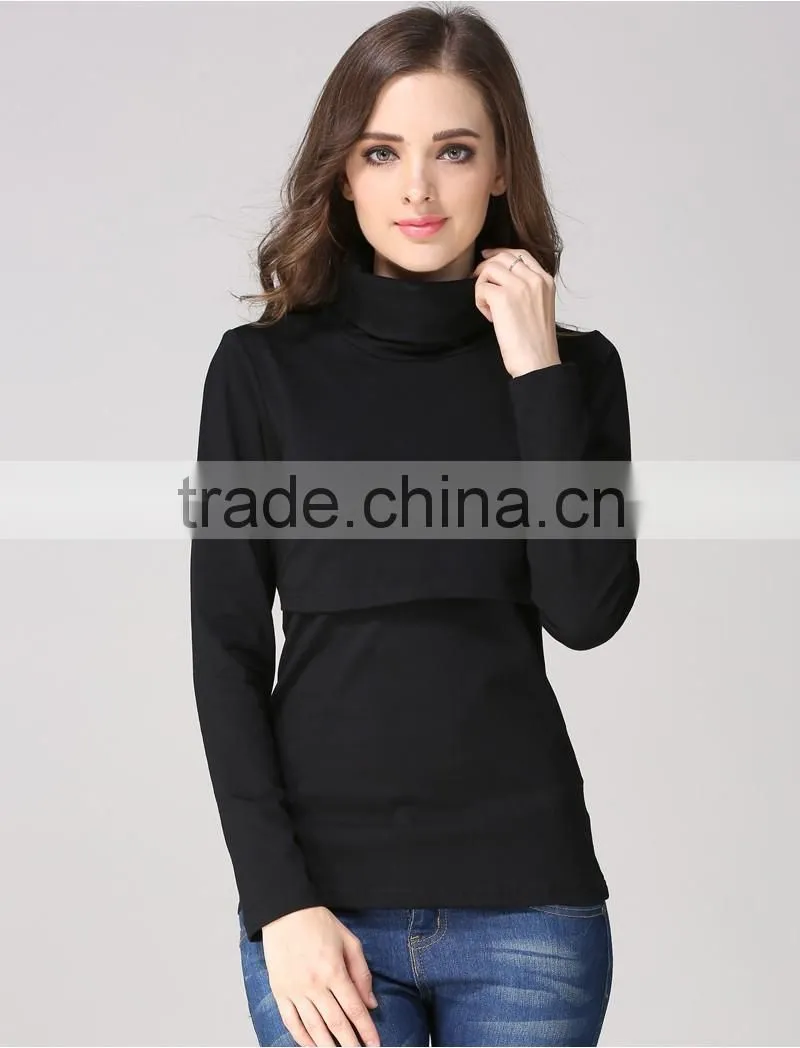 Autumn and winter Turtleneck Nursing Tops for Pregnant Women