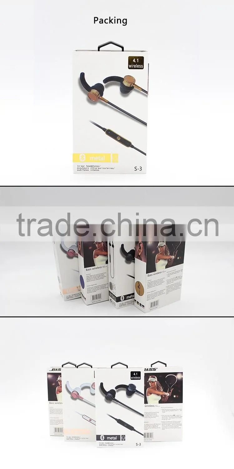 SNHALSAR S-3 consumer electronics Metal Sports bluetooth earphones, bluetooth headphone, Mobile earphones