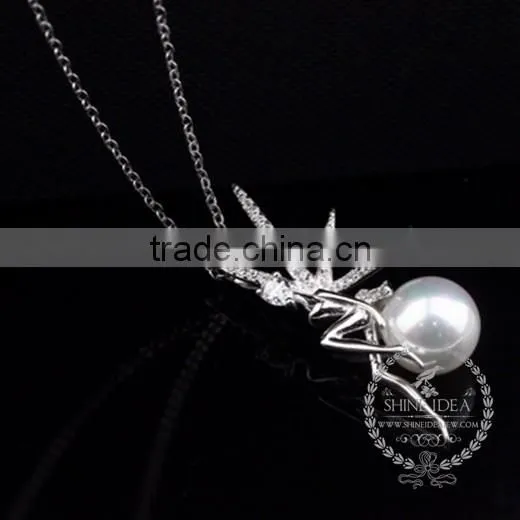 925 sterling silver flower fairy pearl creative pendant necklace fashion women necklace jewelry 6360456