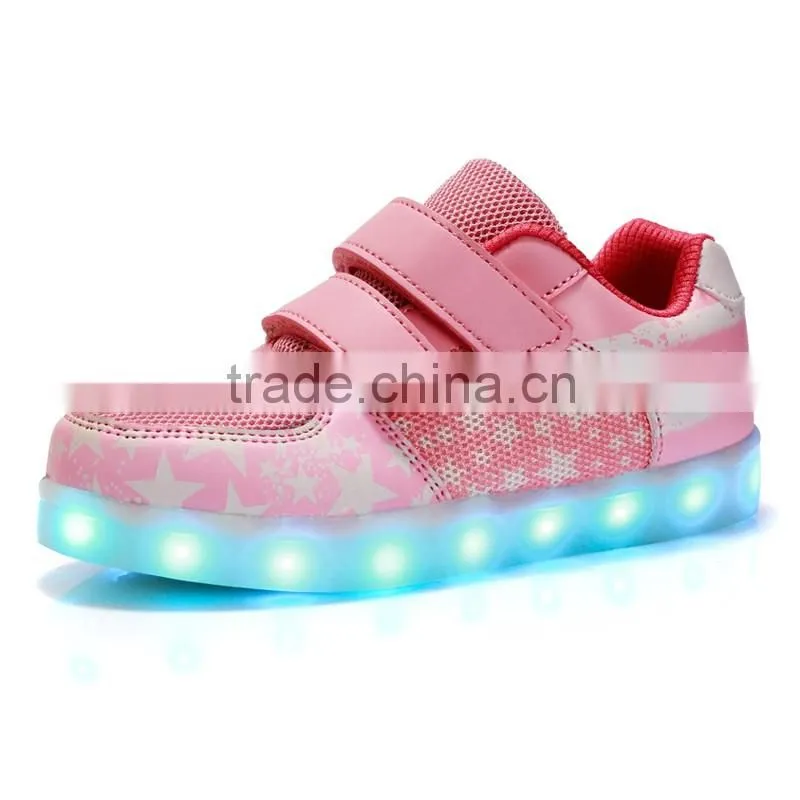 Fashionable American flag style led shoes kids light sports shoes and sneakers for adult casual 2017