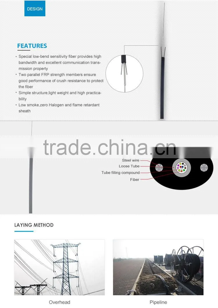 single mode 4 core oval type Outdoor FTTH Drop cable for Bahrain cabling operator