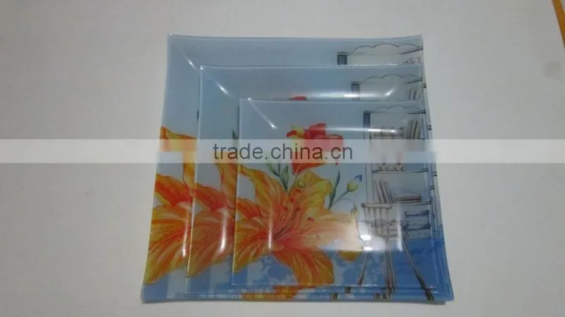 salad glass bowl and plate,glass plate,hot bending glass plate,high quality plate made in zibo city shandong china