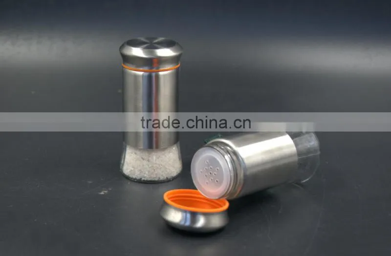 Salt and pepper glass bottle silver coat
