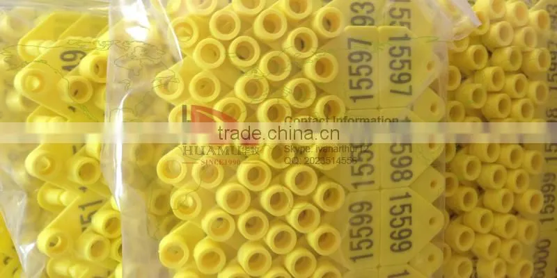 livestock ear tag for sheep /goat / pig in yellow 32*32 mm